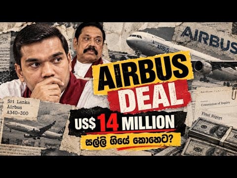YouTube thumbnail: එයාර්බස් ගනුදෙනුව: ඩොලර් මිලියන ගණනක අල්ලස් කතාව සහ නාමල්ට එරෙහි චෝදනාව