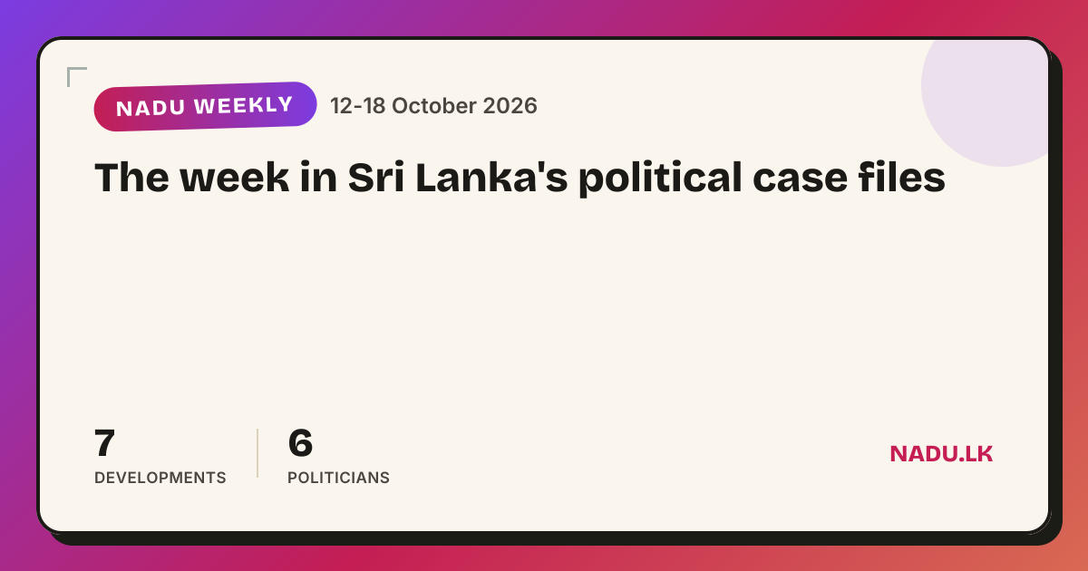 Nadu Weekly | The Week in Sri Lanka's Political Case Files | Nadu.lk